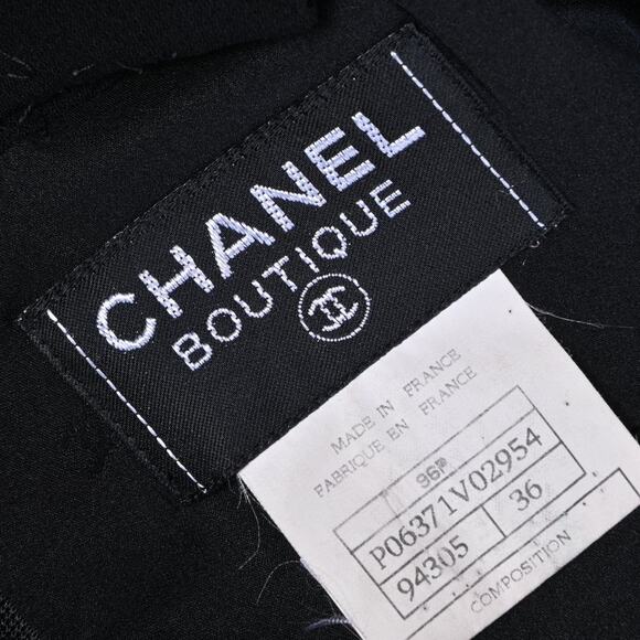 Authentic CHANEL CC 96P Black Wool Midi Dress Vintage 36 - Picture 7 of 8